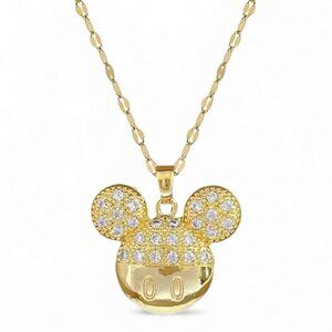 NEW - Minnie Mouse Pendant Stainless Steel Gold Tone Necklace